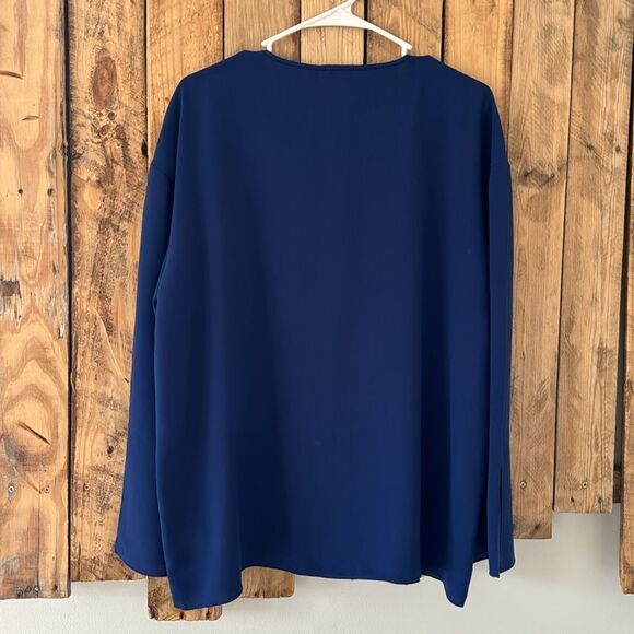 Wilfred‎ Aritzia Women’s L / XL Rebais Deep Blue Blouse Oversized Split Sleeves - Picture 2 of 13